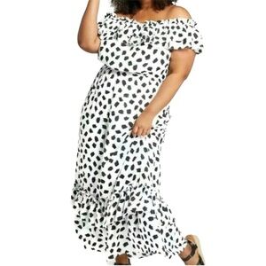 Lane Bryant x Beauticurve Chiffon Polka Dot Maxi Dress